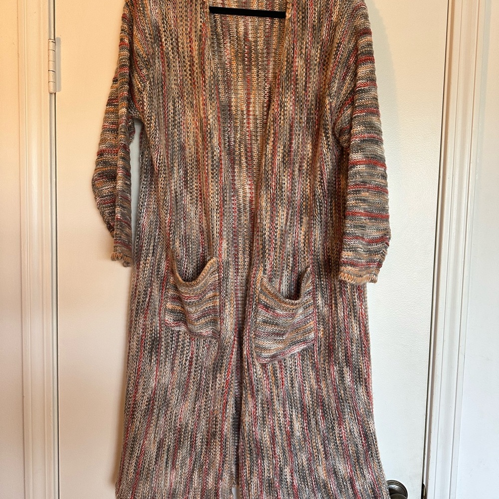 POL Warm Striped Knit Cardigan